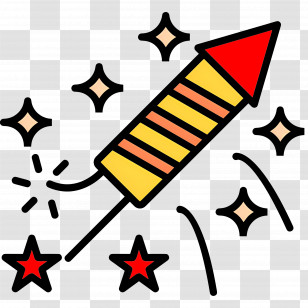 Fireworks Rocket - Striped Rocket Firework For New Year Celebration Transparent PNG