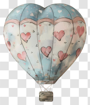 Hot Air Balloon - Heart-Patterned Hot Air Balloon With Pastel Colors Transparent PNG