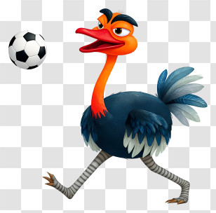 Cute Ostrich - Soccer Ostrich Playing Ball Transparent PNG
