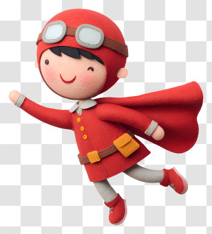 Flying Kid - Red Flying Child With Goggles And Cape Transparent PNG