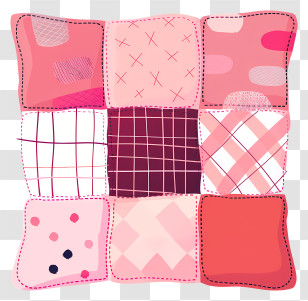 Pink Pillow - Colorful Patchwork Quilt Transparent PNG