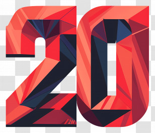 Number 20 - Geometric Number 20 With Bold Colors Transparent PNG