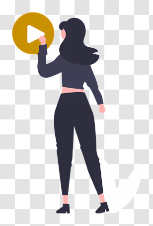 Woman With Bird - Woman Holding Play Button For Media Transparent PNG