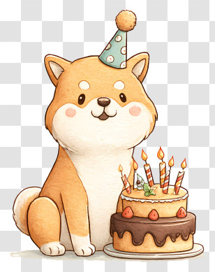 Cat Celebrates Birthday - Happy Dog With Birthday Cake Transparent PNG