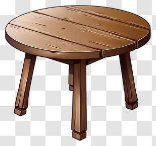 Hand Drawn Wooden Round Table - Rustic Round Wooden Table Transparent PNG