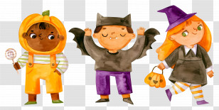 Halloween Kids - Kids In Fun Halloween Costumes Transparent PNG