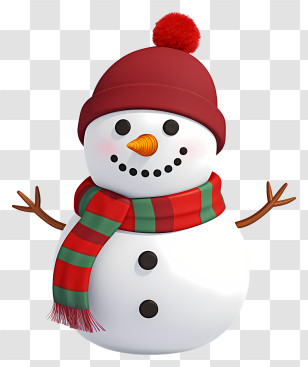 Snowman - Snowman With Scarf And Red Hat For Christmas Transparent PNG