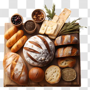 Easter Egg - Assorted Bread On Wooden Tray With Baking Ingredients Transparent PNG