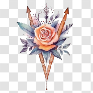Boho Arrow
 - Artistic Rose And Decorative Arrow Illustration Transparent PNG