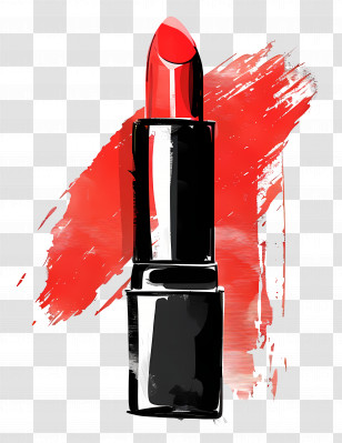 Lipstick - Red Lipstick With Stylish Brush Strokes Transparent PNG