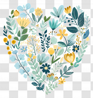 Heart Flower - Heart Shaped Floral Art Illustration Transparent PNG