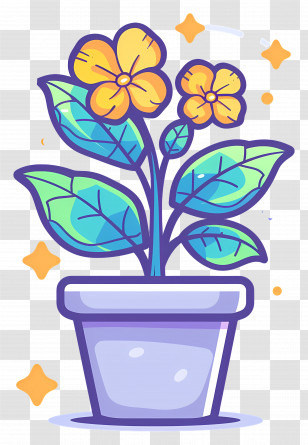 Pot Of Flowers - Cartoon Potted Plant Transparent PNG