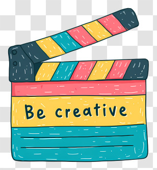 Be Creative - Colorful Clapperboard With Be Creative Text Transparent PNG