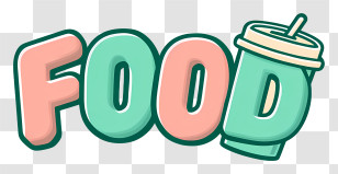 Food Logo - Colorful FOOD Typography Transparent PNG
