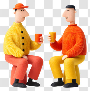 Friends Chatting And Drinking - Two People With Drinks Transparent PNG