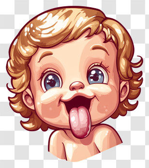 Baby Girl - Cartoon Baby Face With Playful Expression Transparent PNG