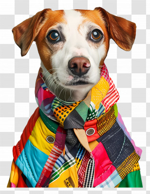 Dog - Patchwork Styled Dog In Vibrant Outfit Transparent PNG