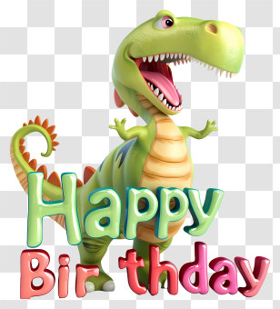 Cute Happy Birthday Text - Happy Birthday Dinosaur Theme Illustration Transparent PNG