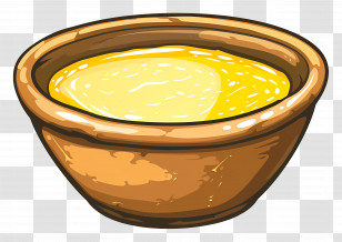 Ghee - Wooden Bowl With Yellow Content Transparent PNG