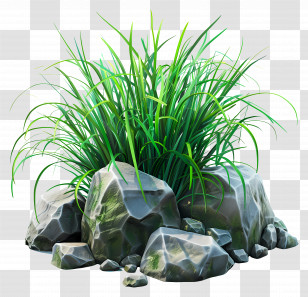 Grass Plant - Green Grass With Rocks Transparent PNG