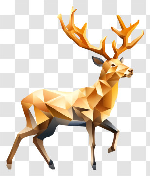 Golden Deer - Low Poly Illustration Of A Golden Deer Transparent PNG