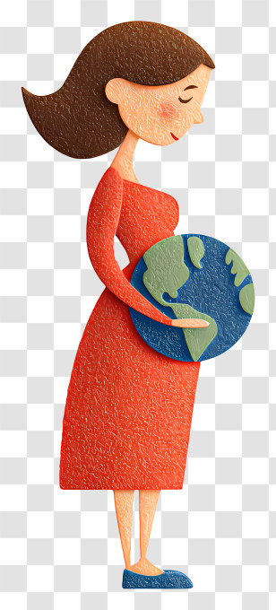 Pregnant Woman Holding Earth - Woman Holding Earth Globe Transparent PNG