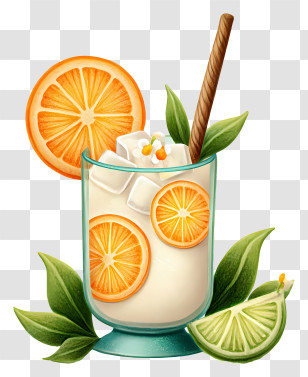Juice Icon - Citrus Ice Drink With Orange Slices Transparent PNG
