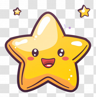 Kawaii Star - Joyful Smiling Cartoon Star Character Transparent PNG