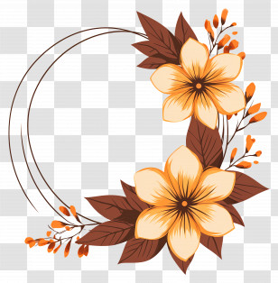 Flower Frame - Autumn Floral Wreath Transparent PNG