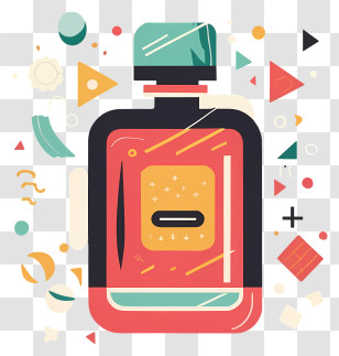 Cartoon - Colorful Bottle With Geometric Design Transparent PNG