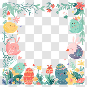Easter Day Frame - Colorful Easter Frame Transparent PNG