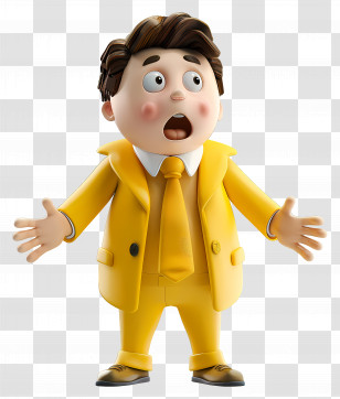 3d Businessman Shocked Surprised - Cartoon Man In Yellow Business Suit Transparent PNG