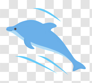 School - Blue Cartoon Dolphin In Jumping Pose Transparent PNG