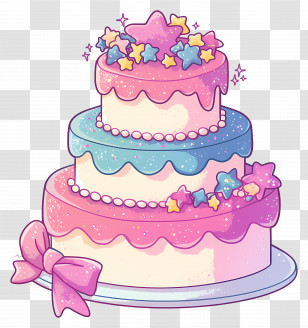 Wedding Cake - Multicolor Layered Cake With Sweet Decorations Transparent PNG