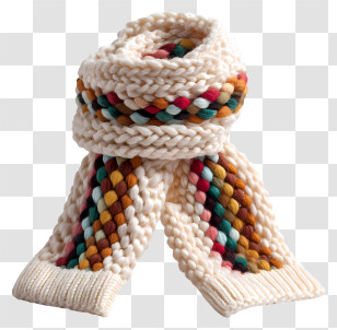 Wool Scarf Knit - Chunky Handknit Multicolor Scarf Transparent PNG