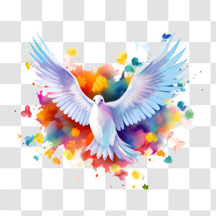 World Day Of Peace
 - White Dove With Splash Of Colors Illustration Transparent PNG