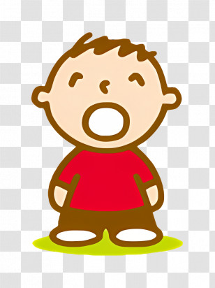 Minna No Tabo - Cartoon Of Yawning Child In Red Shirt Transparent PNG