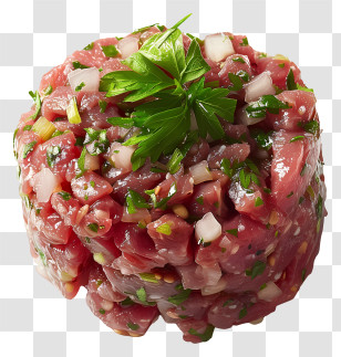 Steak Tartare - Gourmet Tuna Tartare With Herbs Transparent PNG