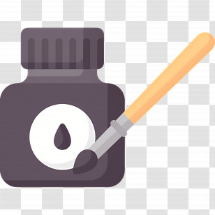 Ink - Ink Bottle With Brush Transparent PNG