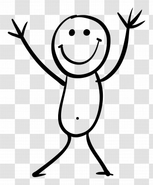 Happy Stick Figure - Happy Stick Figure With Raised Arms Transparent PNG