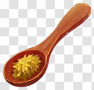 Wooden Spoon - Wooden Spoon With Herbs Transparent PNG