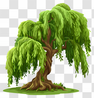 Willow Tree - Graceful Weeping Willow Tree Illustration Transparent PNG