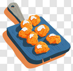 Chicken Nuggets - Chicken Nuggets With Sauce On Blue Board Transparent PNG