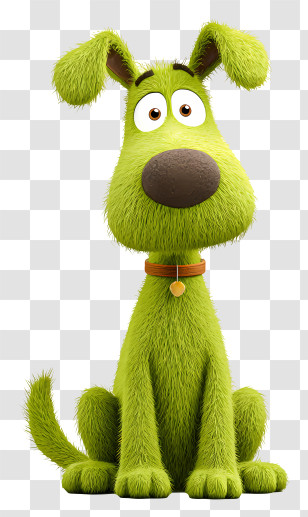 Green Cartoon Dog Sitting - Green Cartoon Dog With Collar Transparent PNG