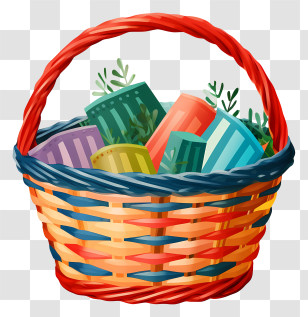 Basket Of Fruit - Colorful Basket With Vibrant Items Transparent PNG