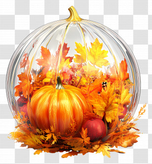 Thanksgiving - Autumn Glass Pumpkin Decoration Transparent PNG