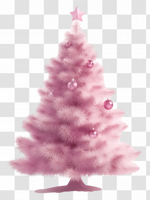 Fluffy Christmas Tree - Pink Christmas Tree With Ornaments Transparent PNG