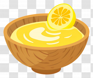 Lemon Curd - Bright Lemon Sauce In Cartoon Bowl Transparent PNG