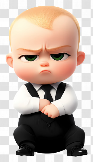 Boss Baby - Angry Cartoon Baby Wearing A Formal Suit Transparent PNG