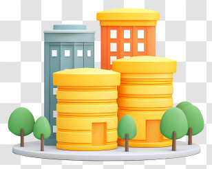 Database Warehouse - Colorful City Buildings With Trees Transparent PNG